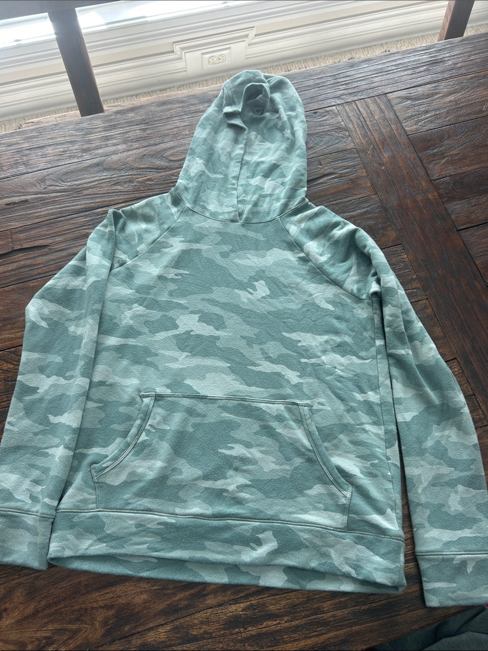 Athleta Girls Seafoam Camo Hooded Sweatshirt